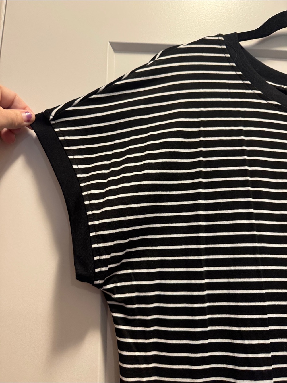 🆕 Dokotoo Black & White Striped Viscose Women’s Short Sleeve Tee. XL. NWT!🔥🖤 - Picture 4 of 5